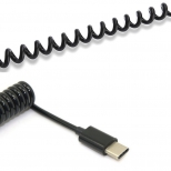 Gekrulde USB-C naar USB-C kabel - 2 meter - zwart